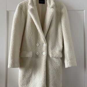 Shearling Double-Breasted Coat in Cream